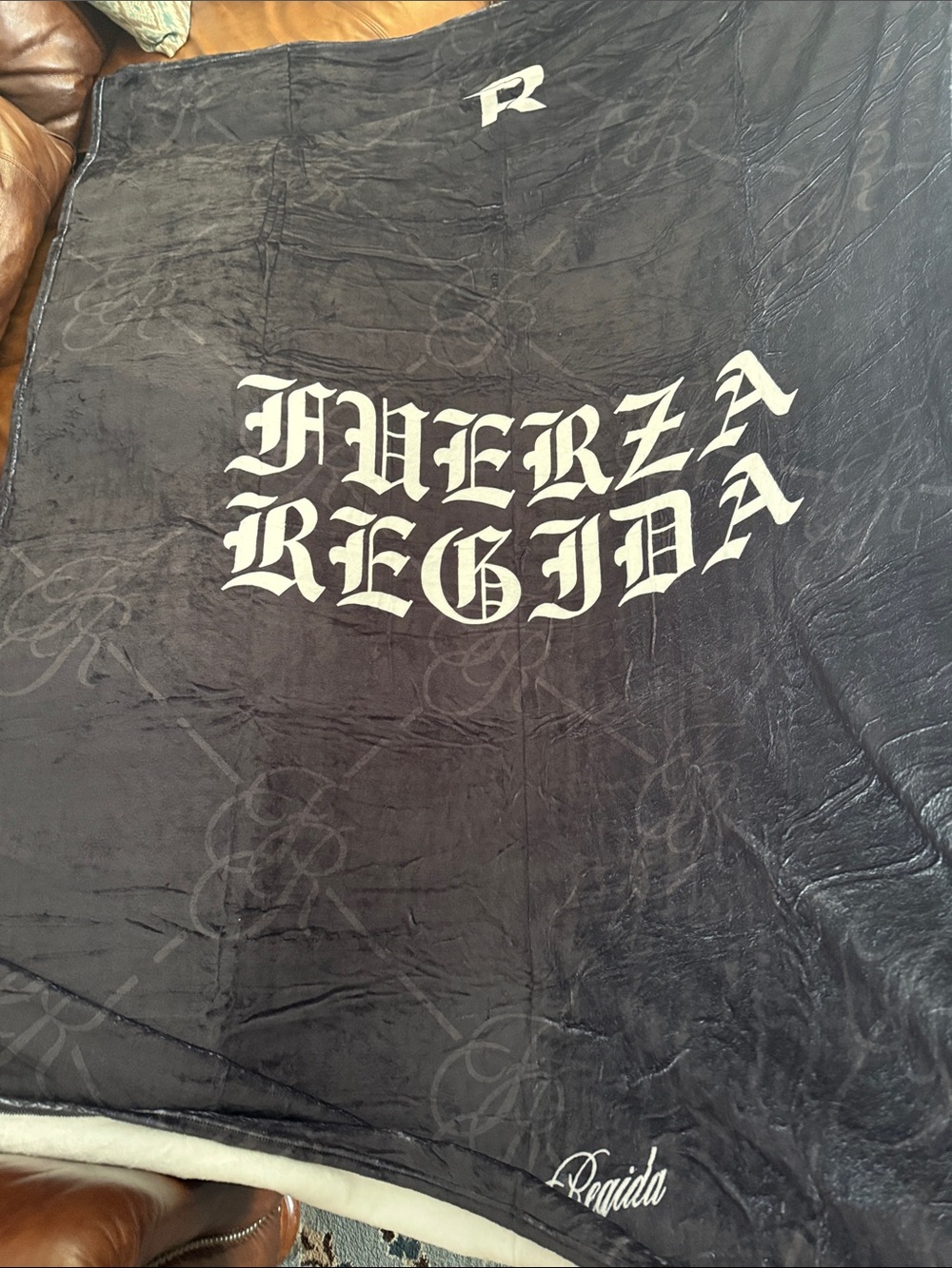 Fuerza Regida Black Plush Throw Blanket - Branded Home Bedding